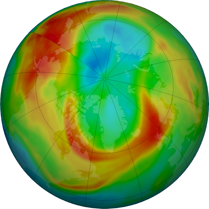 Arctic ozone map for 22 February 2020